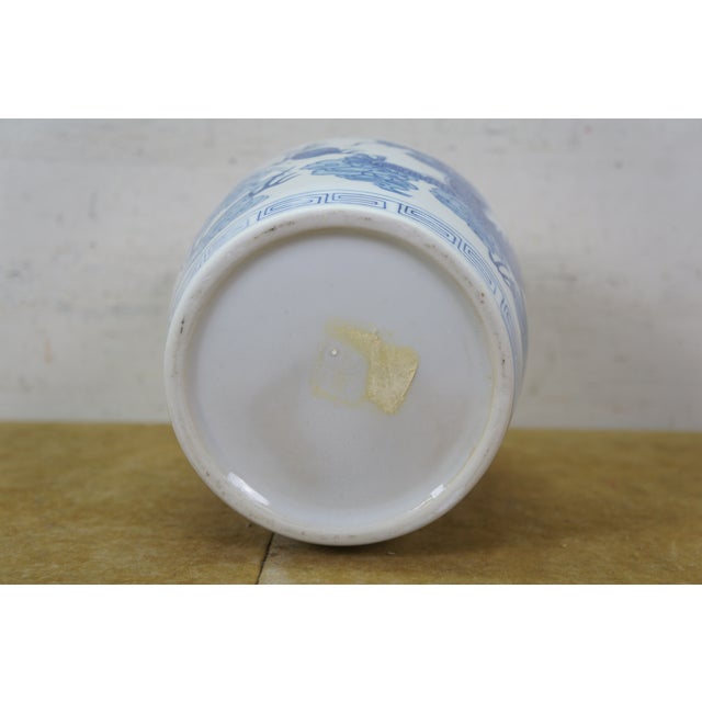 Chinese Chinoiserie Blue & White Porcelain Dragon Ginger Jar Mantel Vase Urn 11" For Sale - Image 14 of 14