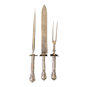 Early 20th Century American Gorham Chantilly Sterling Handled Large Carving Set - 3 Pieces