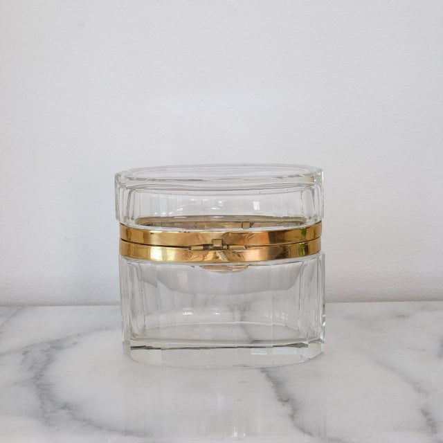 Late 19th Century Antique French Baccarat Oval Cut Crystal Faceted Box For Sale - Image 5 of 7