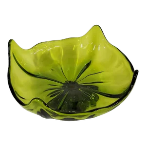 1960s Green Glass Pedestal Bowl by Viking