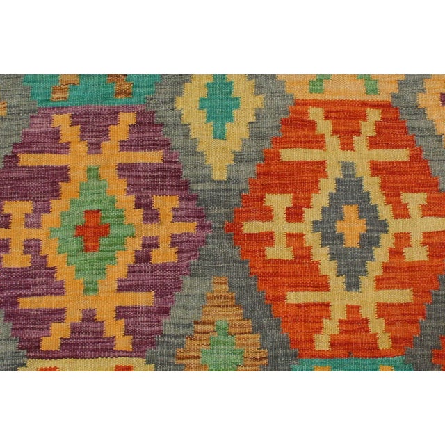 1990s Boho Chic Kilim Gray Rust Wool Rug - 2'11" X 3'10" For Sale - Image 4 of 7