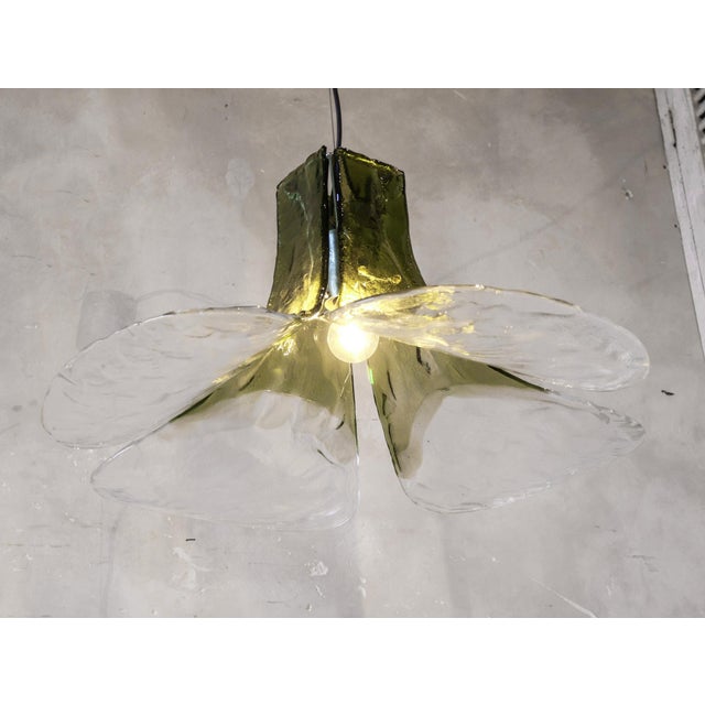 Green Flower-Shaped Green Murano Glass Hanging Lamp, 1960s For Sale - Image 8 of 12