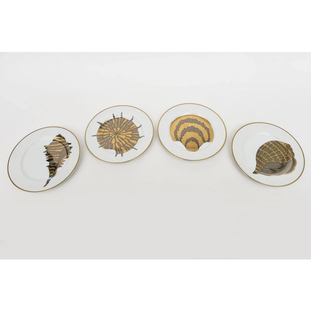 These lovely vintage Fitz and Floyd porcelain plates have gilded edges and gilded designs in the shell plates. These are...