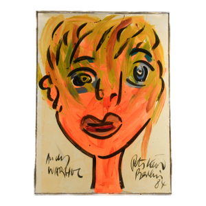 1980s Signed Peter Keil "Andy Warhol 84" Mix Media on Masonite, Framed