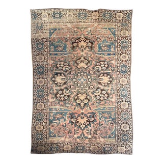 Antique Ferahan Sarouk Island Sky Hues Rug 3.3 x 4.8 For Sale