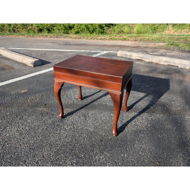 Vintage Queen Anne Style Wood Cutlery Canteen Table With Cabriole Legs For Sale - Image 4 of 11
