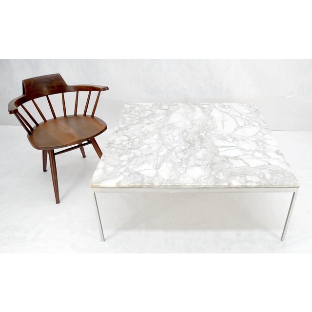 Mint Solid Stainless Steel Marble Top 42x42 Square Mid Century Modern Coffee Table Chrome