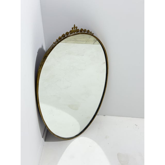 Oval Brass Wall Mirror, Italy, 1950s For Sale - Image 10 of 16