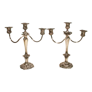 Large Art Nouveau French Silver Plate Candelabras - a Pair