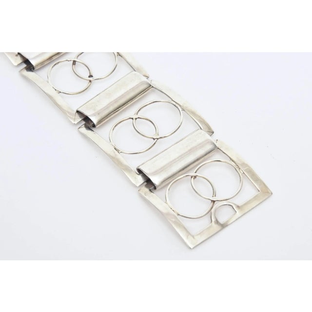 Vintage Italian Signed Sterling Silver Modernist Geometric Link Cuff Bracelet For Sale In Miami - Image 6 of 10