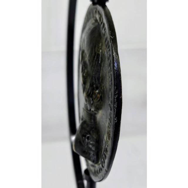 Bronze Renaissance Bronze Costanzo Sforza Medal on Custom Stand, After Enzola, Castle of Pesaro, 3-Inch Cast For Sale - Image 8 of 9