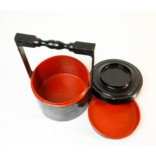 Early 20th Century 19th Century Antique Burmese Lacquer Lunch Box For Sale - Image 5 of 6