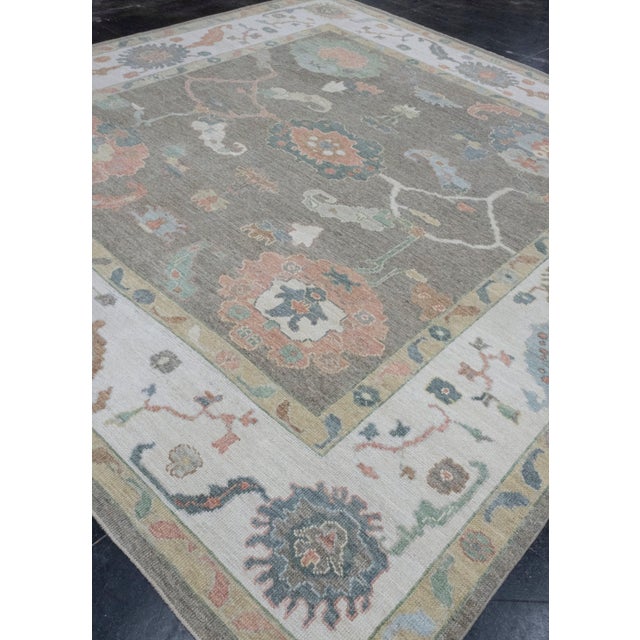 Turkish Turkish Oushak Rug 9'11" x 10'7" For Sale - Image 3 of 8