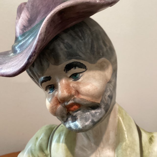 Sand Antique Collectible Large Capodimonte Hand Painted Porcelain Cobbler Figurine Black Stamp For Sale - Image 8 of 12