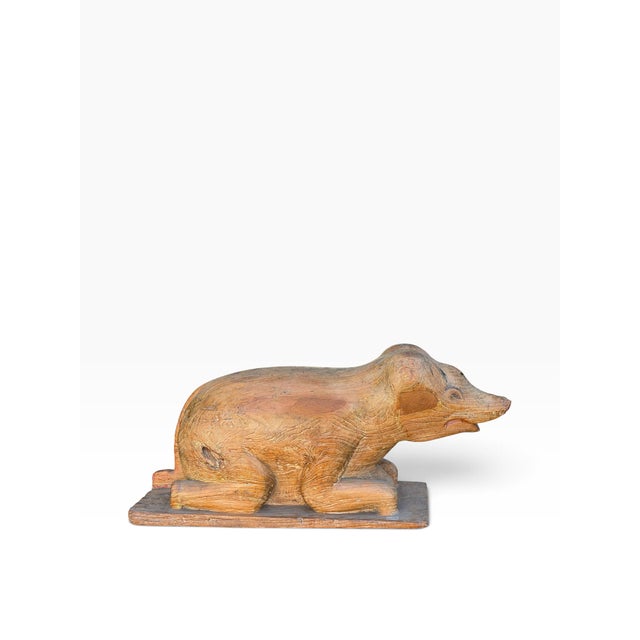 Antique Folk Art Pig Sculpture.