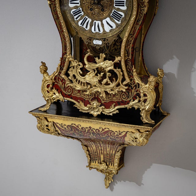 Metal Louis XV Style Grand Cartel Clock with Console from Crosnier à Paris, Mid-19th Century For Sale - Image 7 of 15