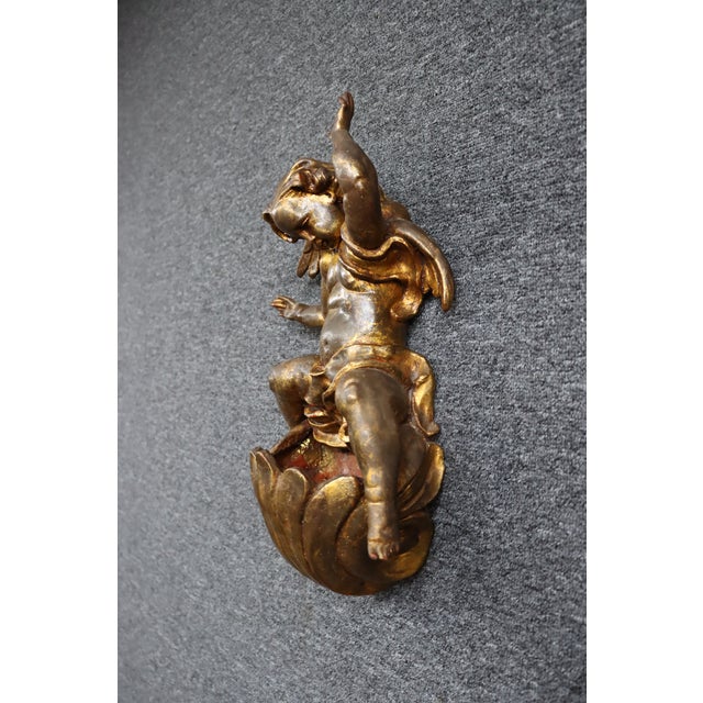Italian Giltwood Cherub Wall Pocket For Sale - Image 11 of 12