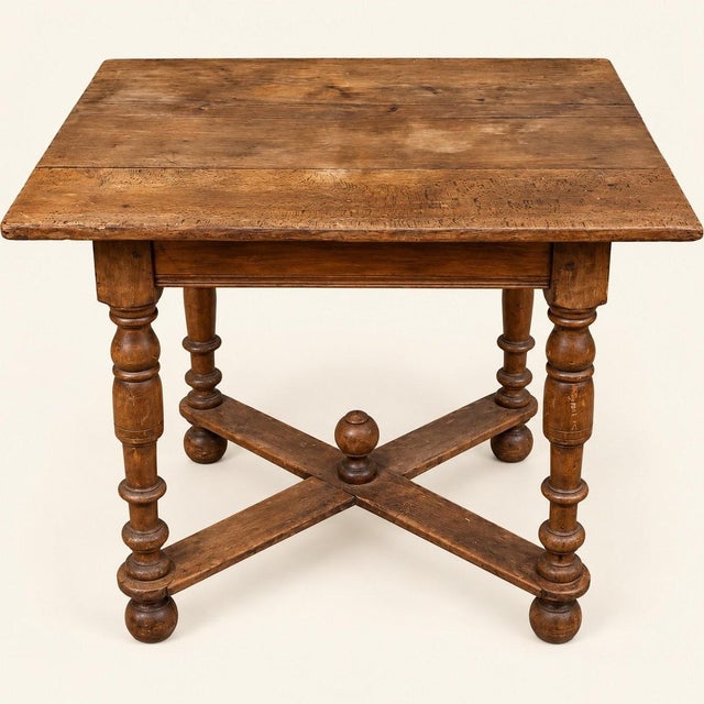 17th Century Louis XIII Style Side Table in Oak with Turned Legs For Sale - Image 6 of 6