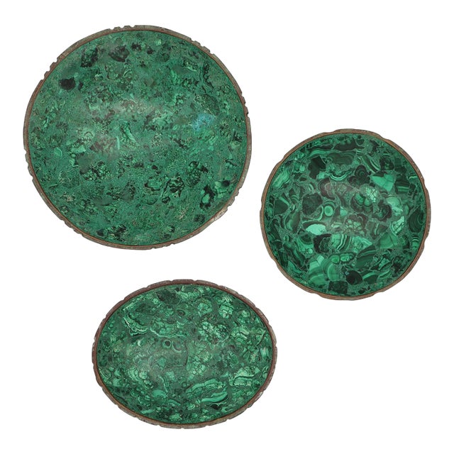 1950s Malachite Set of Three Bowls, South-African For Sale
