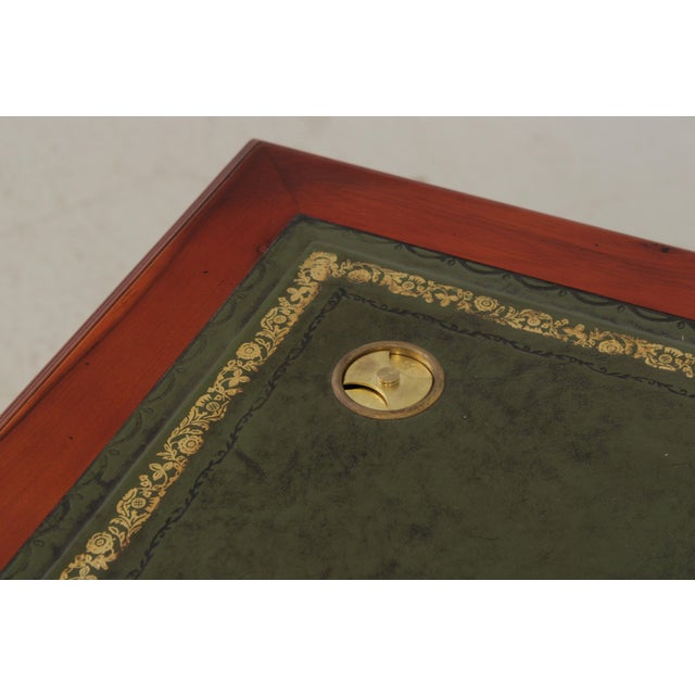 Reprodux English Yew Wood Green Leather Top Desk For Sale - Image 15 of 18
