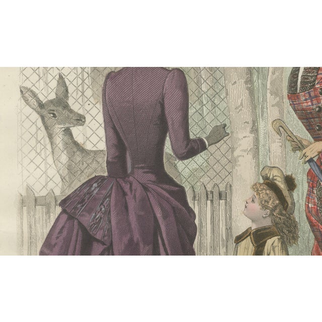 Journal des Dames et des Demoiselles, Tartan Dress & Child at Zoo, 1887, Engraving For Sale - Image 4 of 9