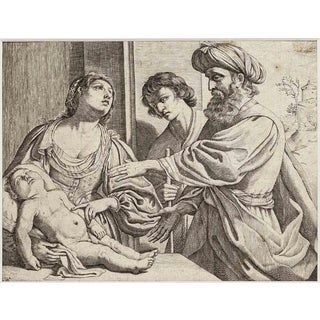 Giovanni Battista Pasqualini, Elisha Resurrects the Shunammite's Son, Etching, 1627 For Sale