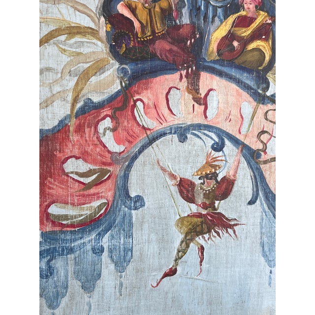 Fine French Chinoiserie Chic Figurative Whimsical Oil on Wood Painting in Gilt Frame For Sale - Image 4 of 18