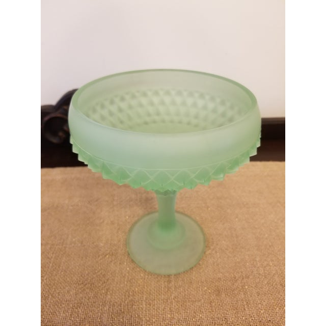 Indiana Glass introduced the Diamond Point pattern in the 1960s. This beautiful pressed glass with a green satin finish...