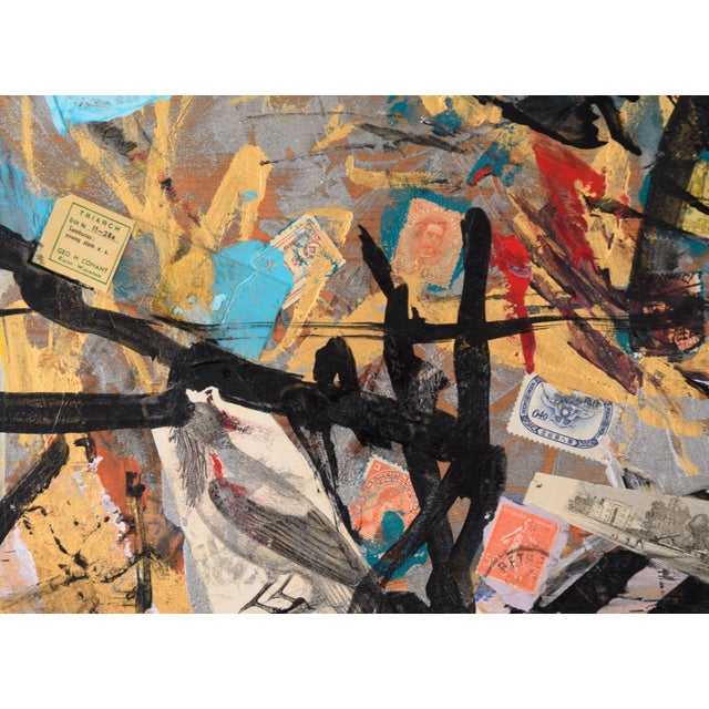 Assemblage #3 (Stamps, Glass Slide, and Gold Paint) by Michael Pauker For Sale - Image 4 of 9