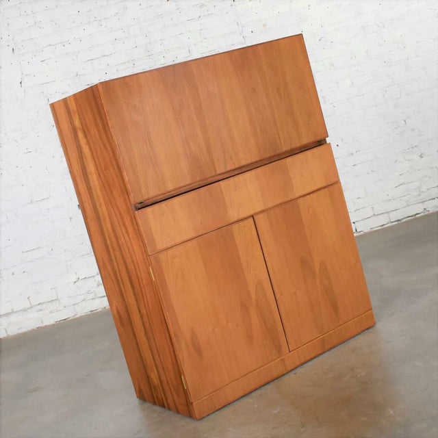 Mid-Century Modern Vintage Scandinavian Modern Teak Desk in a Box Style Secretary With Drop Front For Sale - Image 3 of 18
