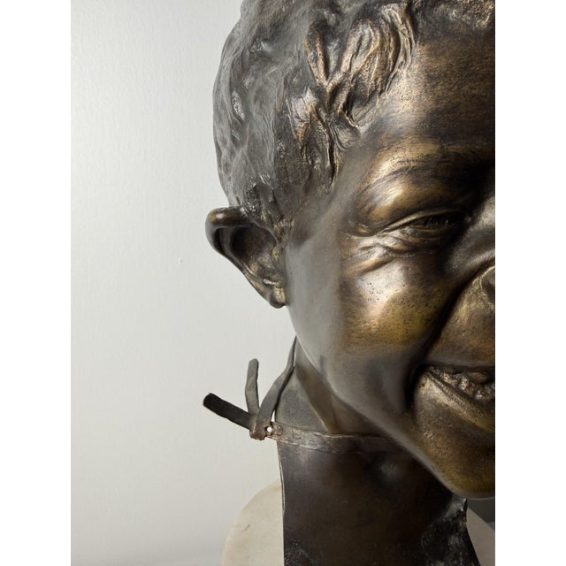 Metal Head of a Neapolitan Street Urchin, Late 19th Century, Bronze on Marble Base For Sale - Image 7 of 18