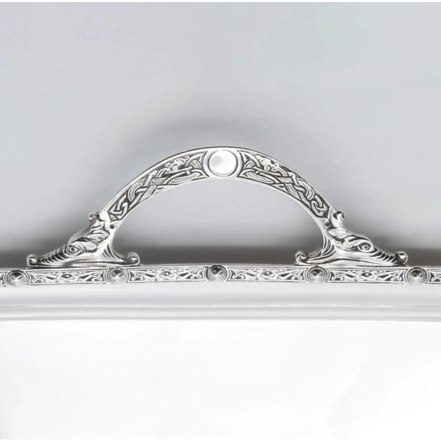 Celtic George V Arts & Crafts Sterling Silver Tray from Adie Brothers Ltd, Birmingham, United Kingdom, 1935 For Sale - Image 3 of 14
