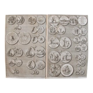 Original 1745 British Engravings, Medals of King William III - A Pair For Sale