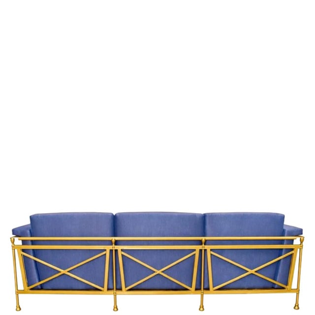 A custom-made Jerome sofa from the Jerome Collection by Michael Taylor Designs, produced in 2017 in a warm Reed Brass...
