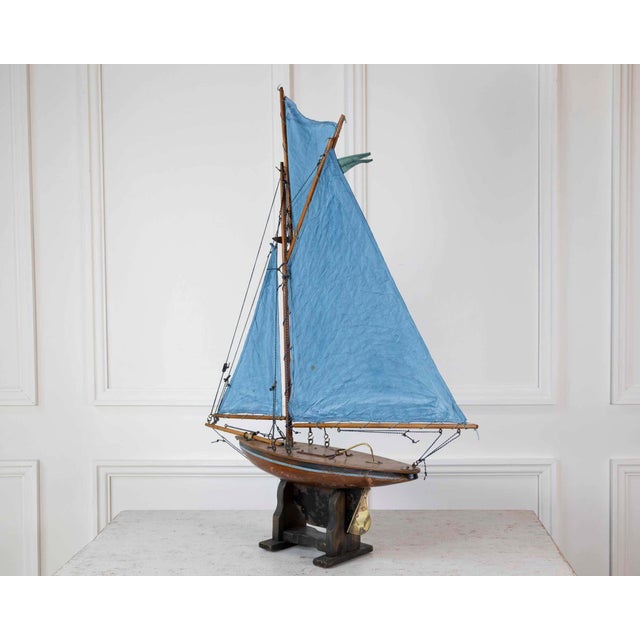Wood English 20th Century Carved Wood Gaff Cutter Pond Yacht For Sale - Image 7 of 11