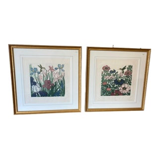 Pair of Limited Edition Judith Hall Signed "Garden Fantasy" Etchings #198 & #200/#275 For Sale