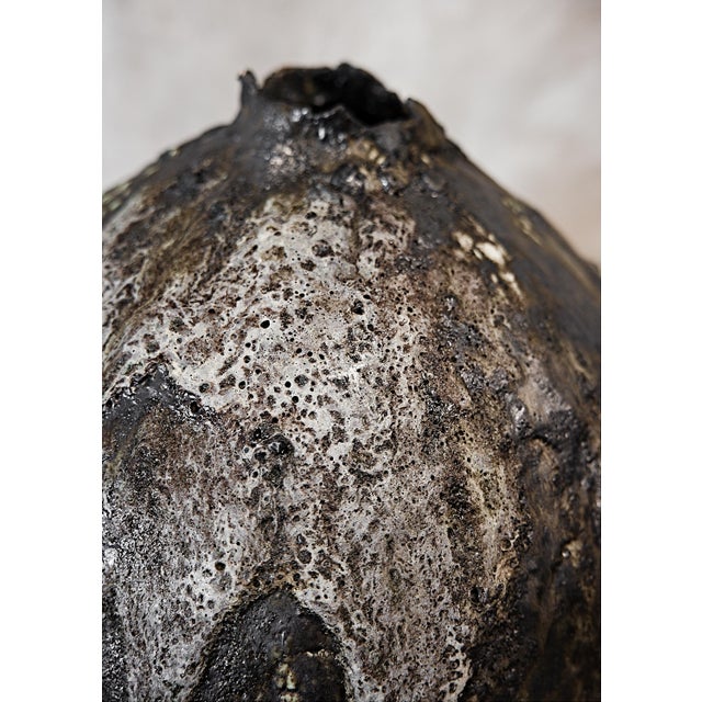 Shou Sugi Ban Moon Vase Handmade For Sale - Image 4 of 14