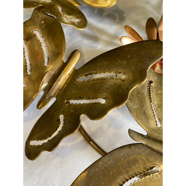 Copper Vintage Brass and Copper Butterfly Wall Sculpture Mid-Century Modern For Sale - Image 8 of 13