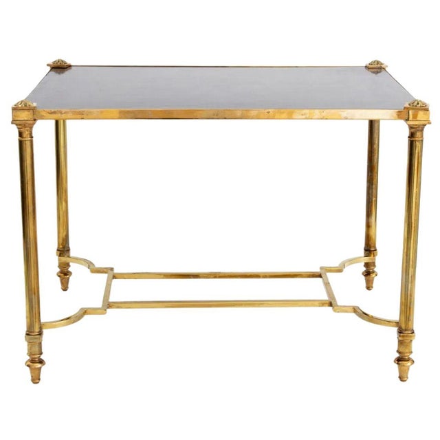 Maison Jansen Brass Side Table With Gilt and Ebonized Top For Sale In New York - Image 6 of 6
