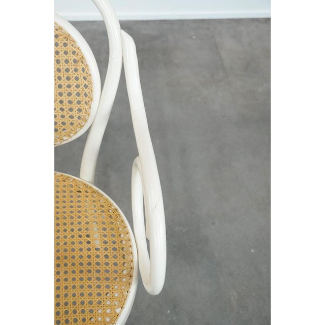 Brown Vintage White Curved Wood Bistro Arcmhair For Sale - Image 8 of 18