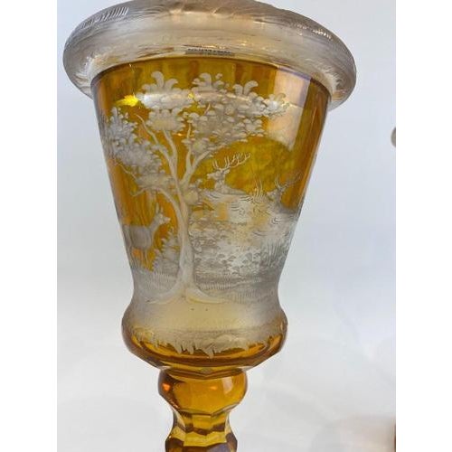 Glass Large Bohemian Crystal Tumblers, 19th Century, Set of 2 For Sale - Image 7 of 11