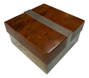 Tommaso Barbi Vintage Burl Wood & Brushed Metal Box