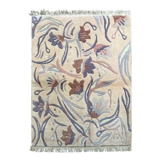 Modern Hand-Knotted Nepal Rug 4'0" X 5'9" For Sale