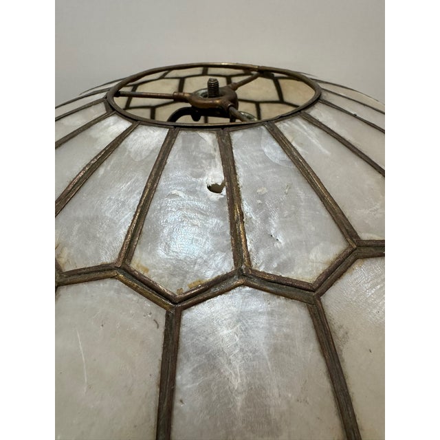 Shell Vintage Capiz Shell Table Lamp Double Tier Mother of Pearl Shade For Sale - Image 7 of 10