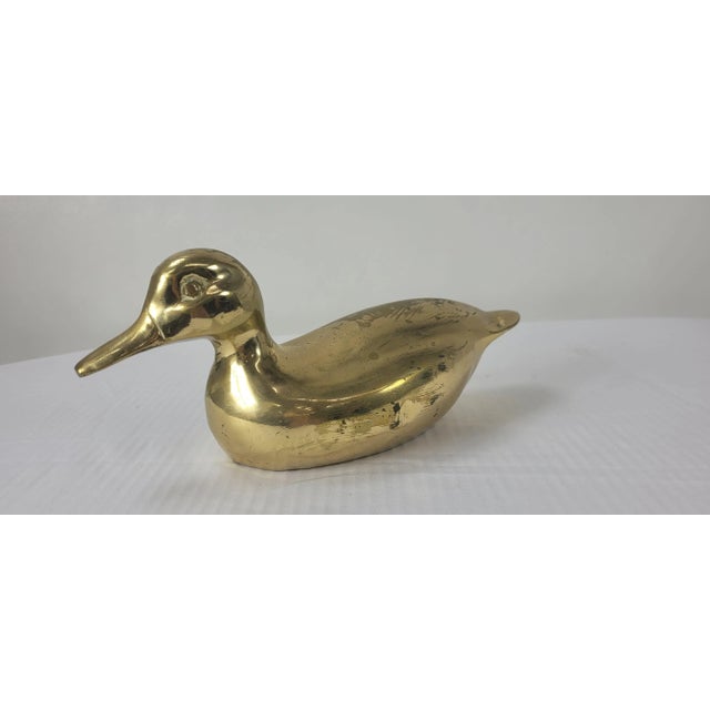 Vintage Brass Duck Mallard Figure Sculpture Cabin Hunter Lodge In good condition with minor wear, some spots of heavy...