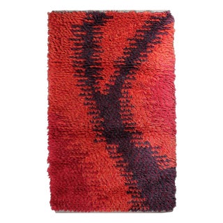 Swedish Abstract Knotted Pile Wall Wool Rug, 1960 For Sale