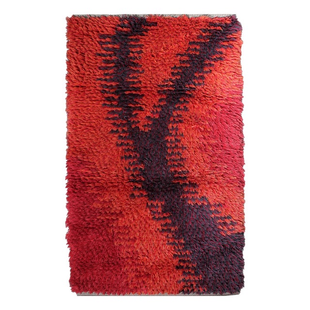 Swedish Abstract Knotted Pile Wall Wool Rug, 1960 For Sale
