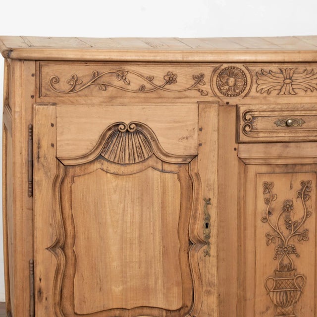 Brown 19th Century French Carved Bleached Oak Sideboard Buffet For Sale - Image 8 of 17