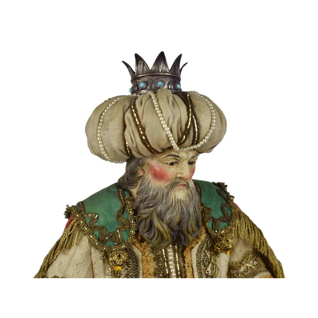 Neapolitan Presepio Magus King Melchior Nativity Figure by Maestro Alfredo Molli Italy - Signed For Sale - Image 6 of 17