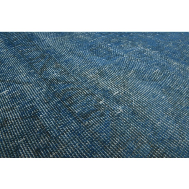 Blue 1970s Vintage Persian Handmade Wool Cotton Blue Area Rug For Sale - Image 8 of 11